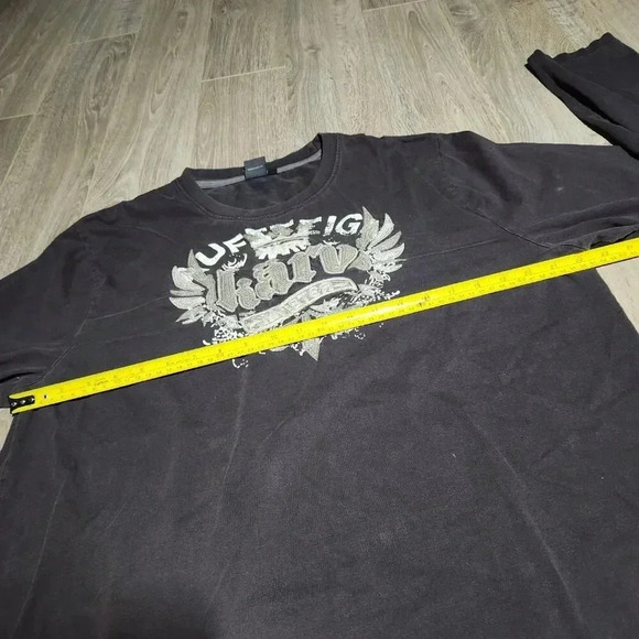 Vintage Y2K Black Karv brown / dark grey embroidered long sleeved crewneck shirt - Picture 14 of 16